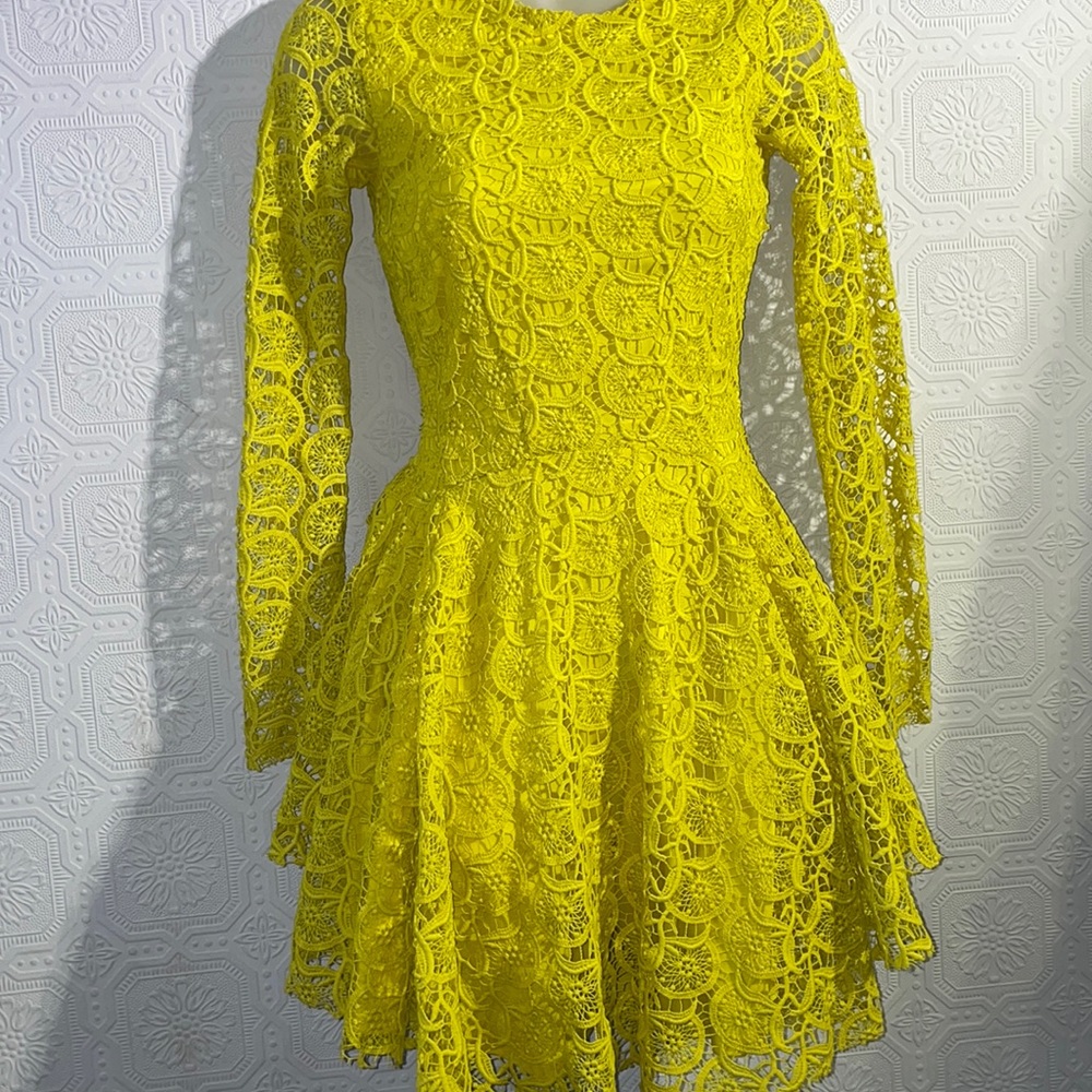Yellow H&M Lace Print Dress